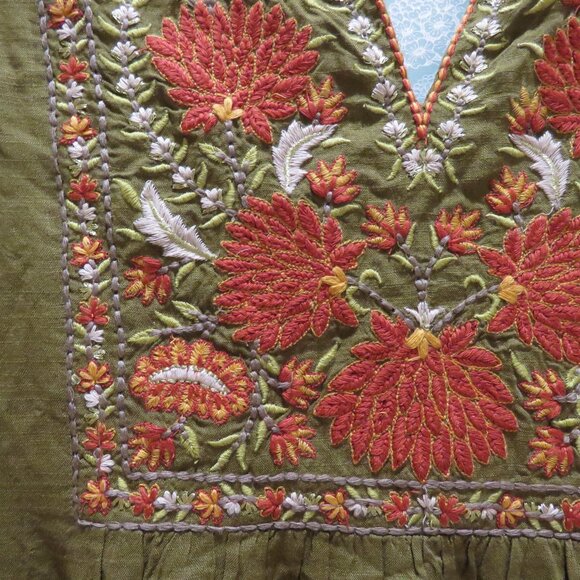 RITU KUMAR AARKE Afnan Festive Floral Embroidered Kaftan Maxi Dress Size M NWT - Picture 6 of 14